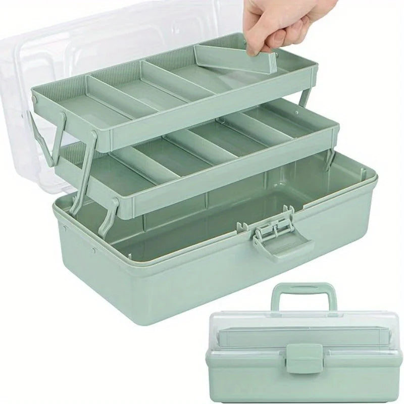 3-Layer Craft Organizer Box with Adjustable Dividers & Handle Craft Storage Organizer QXL