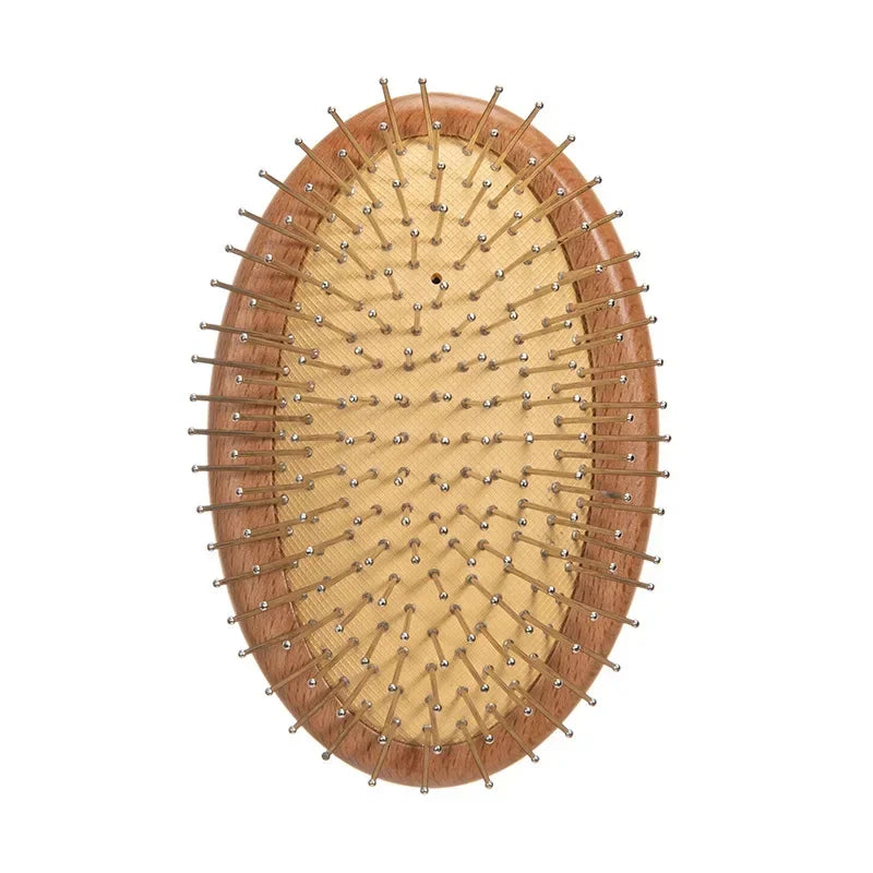 Round Bamboo Cushion Hair Brush | Anti-Static Massage Comb Bamboo Hair Brush QXL steel needle