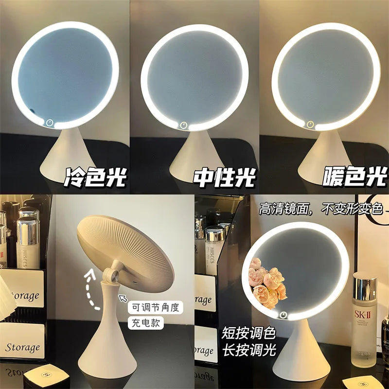 LED Vanity Mirror – Smart Tricolor Lighting Desktop Makeup Mirror LED Vanity Mirror QXL