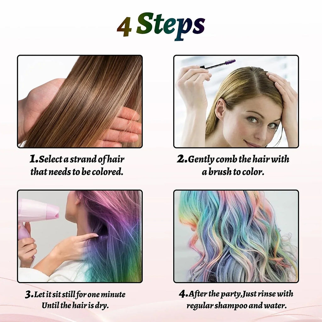 16-Color Disposable Hair Color Brush | Cosplay & Party Dye Temporary Hair Color QXL