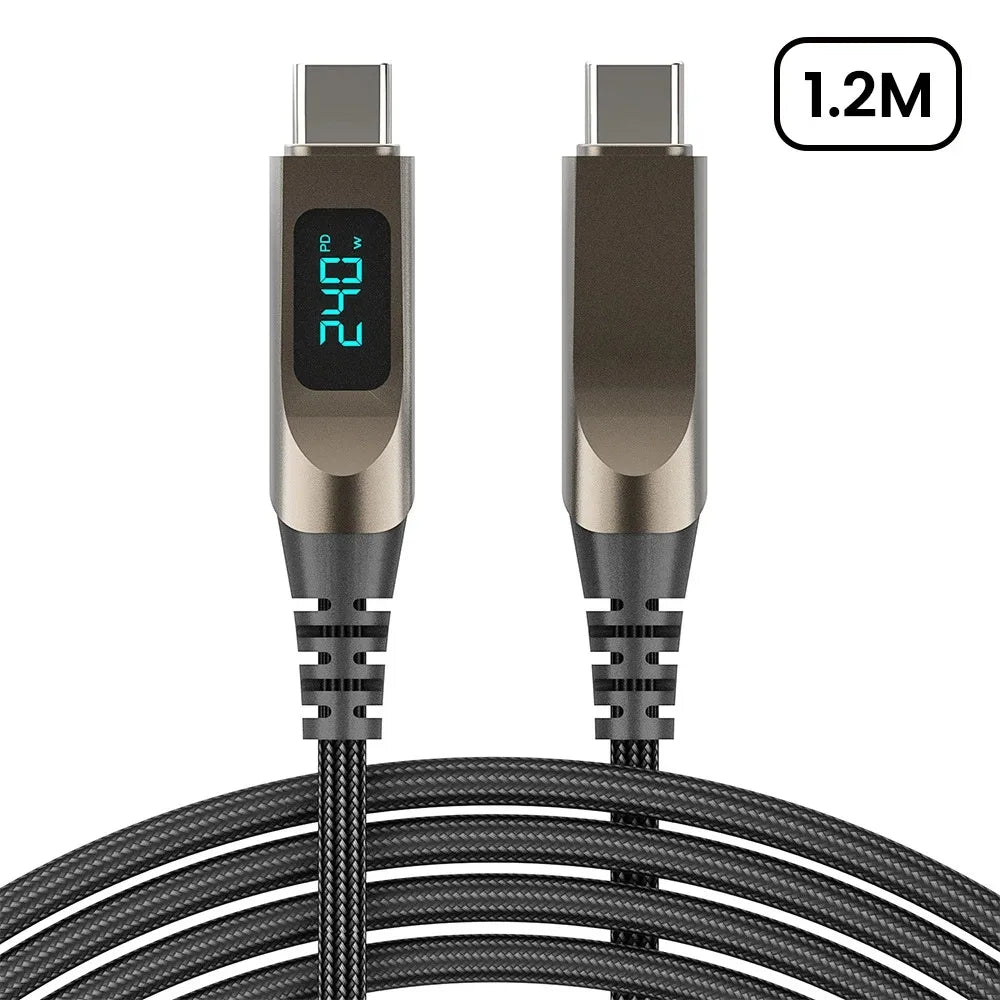 240W USB-C to USB-C Cable 5A Fast Charging Digital Display USB-C Charging Cable QXL 1.2m