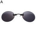 UV400 Frameless Pince-Nez Sunglasses | Round Rimless Vintage Vintage Sunglasses QXL Black