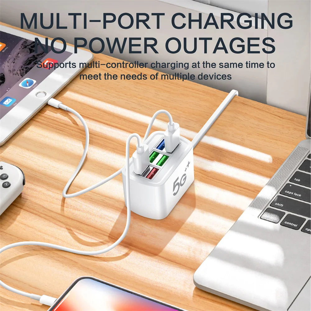 6-in-1 Fast Charging USB Charger Station | 1M Desktop Hub USB Charger Station QXL