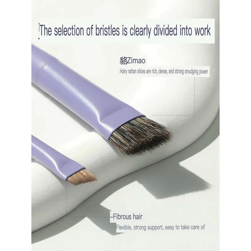 Double-Headed Angled Eyebrow Brush | Badger Hair Blade Tip Eyebrow Makeup Brush QXL