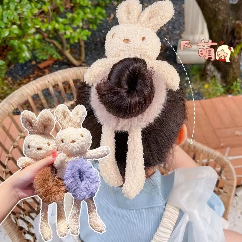 Soft Plush Rabbit Hair Tie | Cartoon Elastic Headband Elastic Hair Tie QXL