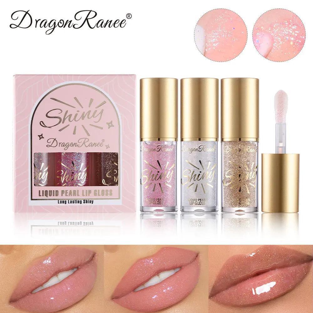 Dragon Ranee Pearl Lip Gloss Set | Mirror Shimmer Glaze 3pc Lip Gloss Set QXL DR104