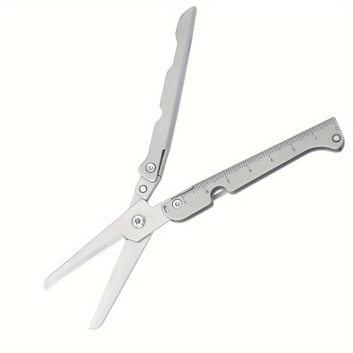 Portable Folding Scissors | Stainless Steel Outdoor Multi-Tool Folding Multi-Tool Scissors QXL Silver 1pc