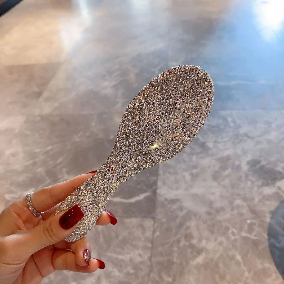 Crystal Diamond Wooden Hair Comb | Luxury Compact Massage Hair Massage Comb QXL Have diamonds