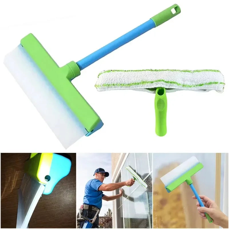 Microfiber Glass Cleaning Set with Squeegee | Windows & Tiles Glass Cleaning Set QXL
