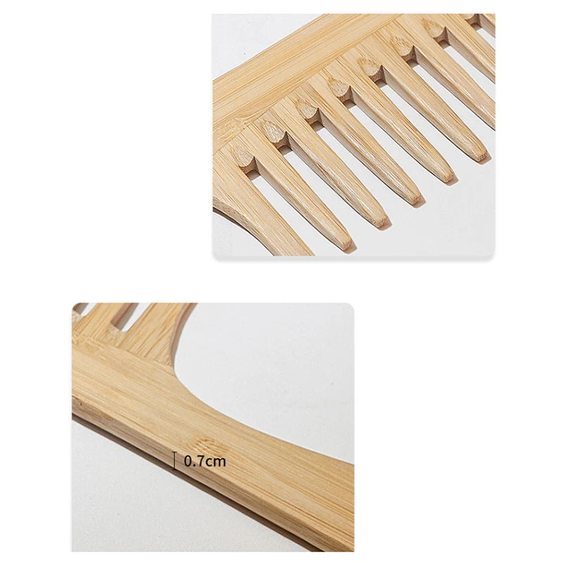 Bamboo Wide-Tooth Hair Comb | Antistatic Detangling Tool Bamboo Hair Comb QXL