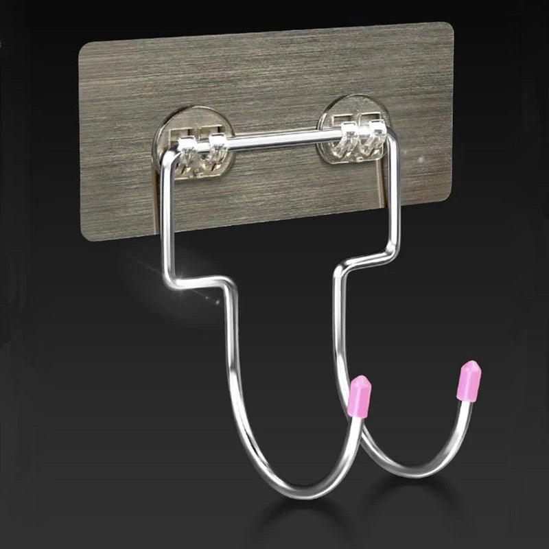 Stainless Steel Wall-Mount Hair Dryer Holder | No-Drill Rack Hair Dryer Holder QXL