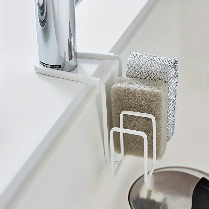 2-Pack Wall-Mount Kitchen Sponge Rack | Rustproof Faucet Organizer Kitchen Sink Organizer QXL