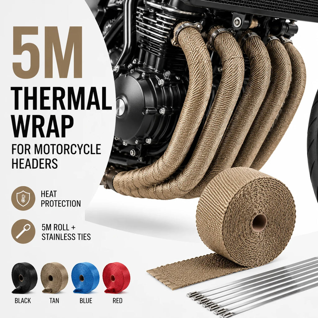 5M Fiberglass Exhaust Heat Wrap Tape | Motorcycle & Car Headers Exhaust Heat Wrap QXL