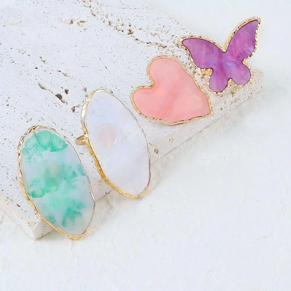 Resin Stone Nail Art Palette Ring | Pigment Mixing & Display Nail Art Palette QXL