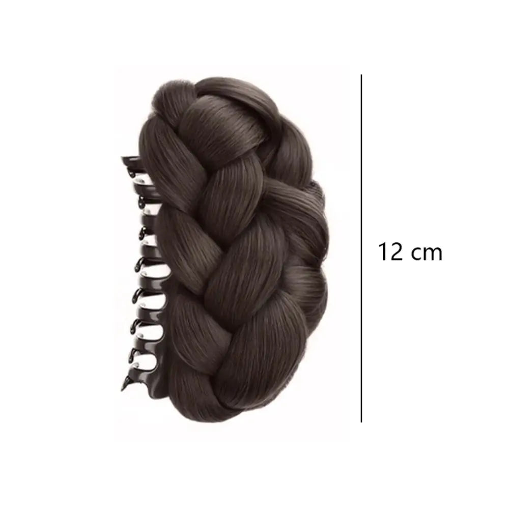 Synthetic Hair Bun Claw Clip | Fluffy Brown & Black Hairpiece Hair Bun Clip QXL