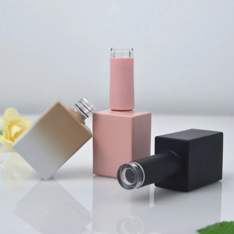 15ml Glass Nail Polish Bottle with Brush – Empty Cosmetic Jar Nail Polish Bottle QXL