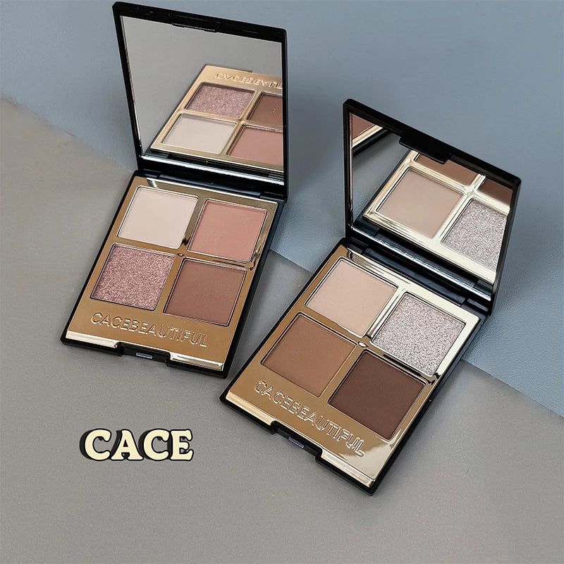 CACE 4-Color Eyeshadow Palette | Matte Glitter Shimmer Pigment Eyeshadow Palette QXL