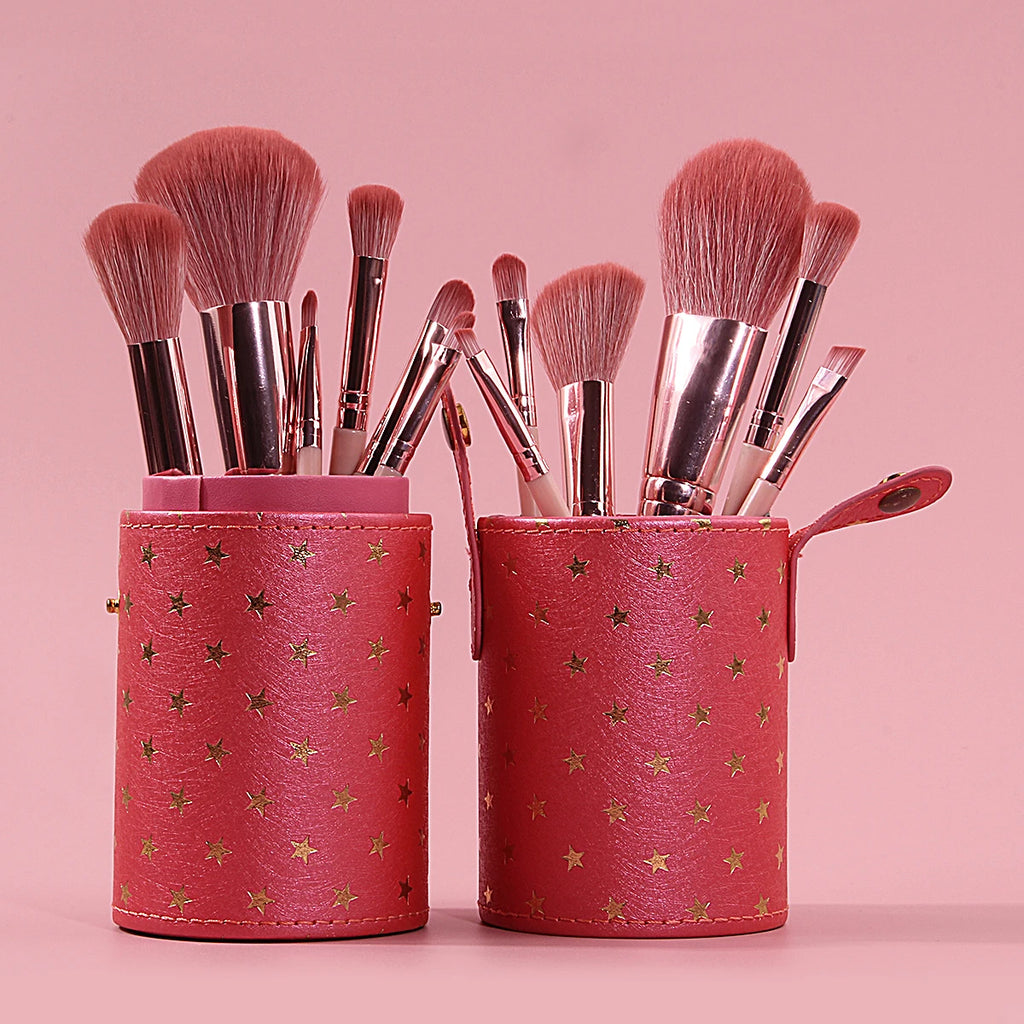13-Pc Pink Makeup Brush Set + Star Case | KOSSHOW Makeup Brush Set QXL