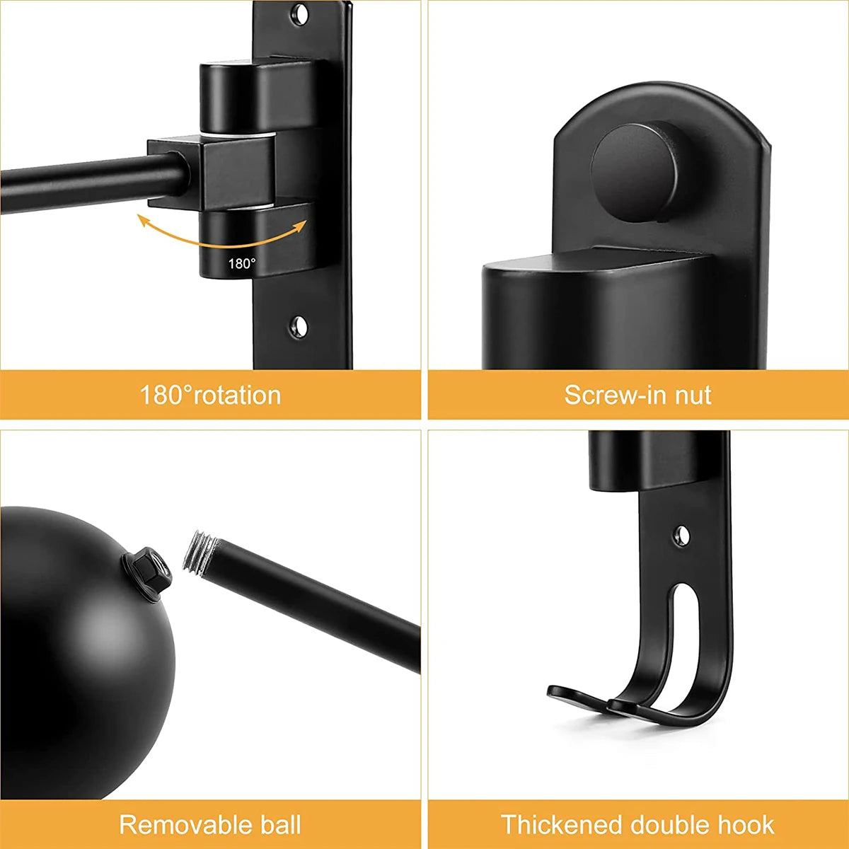 180° Rotating Wall Mount Helmet Rack with Hooks | Garage Organizer Wall Helmet Rack QXL