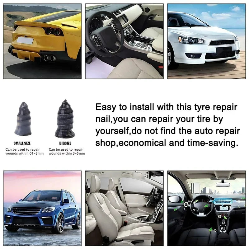 Self-Tapping Tyre Repair Rubber Nail Set | 31/51/61pc Kit Tyre Repair Kit QXL