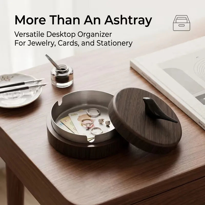 Bird-Shaped Ashtray with Lid | Windproof Stainless Steel Decorative Ashtray QXL