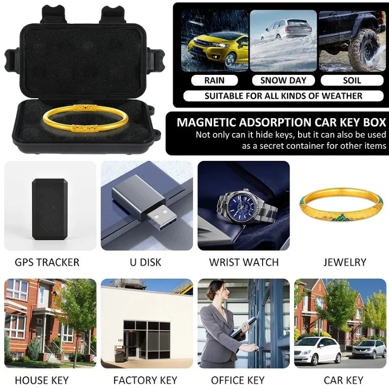 2-Pack Magnetic Key Holder Box | Waterproof Hide-A-Key Storage Magnetic Key Storage Box QXL