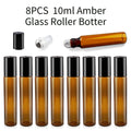 Amber Glass Roller Bottles 10ml | Essential Oils & Perfume 4/8 Pack Glass Roller Bottle QXL Glass 8PCS 10ml
