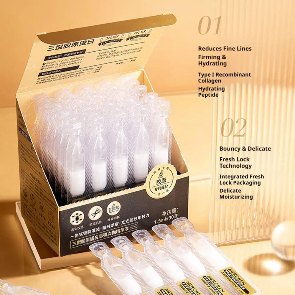 30-Pack Collagen Ampoule Serum – Firm, Hydrate & Even Skin Collagen Ampoule Serum QXL