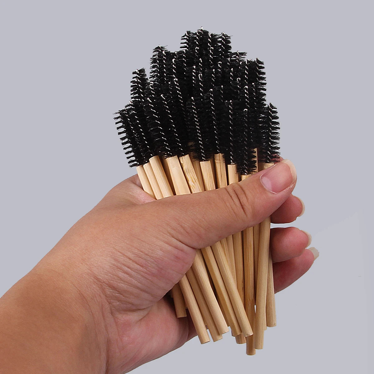 50-Pack Bamboo Mascara Wands & Spiral Spoolie Brushes Mascara Wand Set QXL