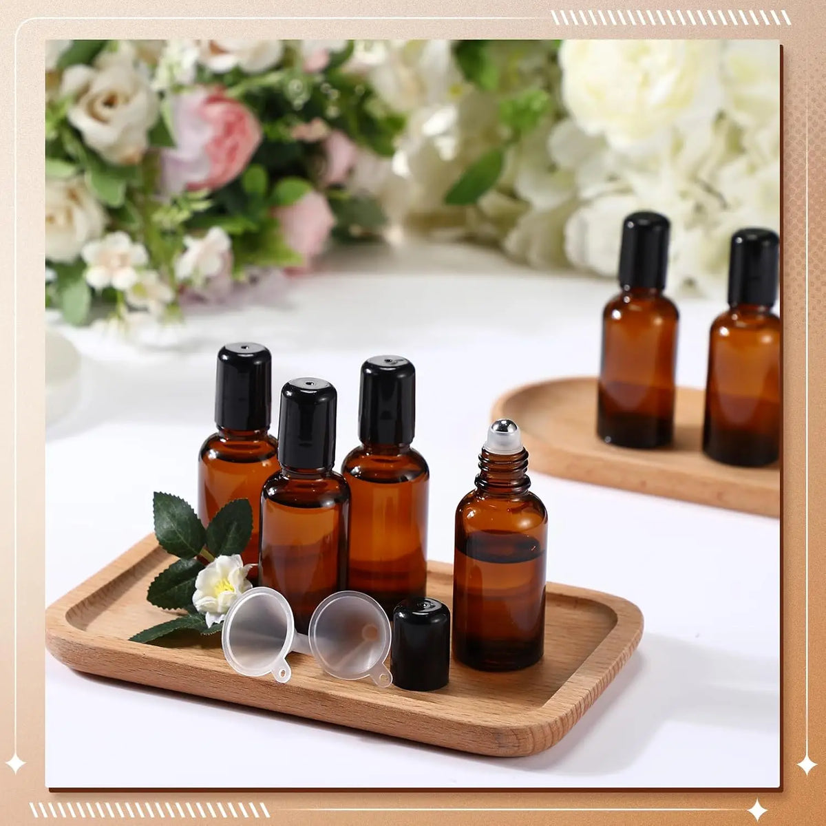 2-Pack Amber Glass Roller Bottles | Essential Oil & Perfume Vials Glass Roller Bottle QXL