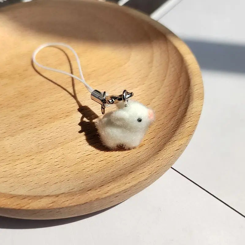 Cute Flocked Mini Pig Keychain | Resin Animal Bag Charm Gift Animal Charm Keychain QXL White