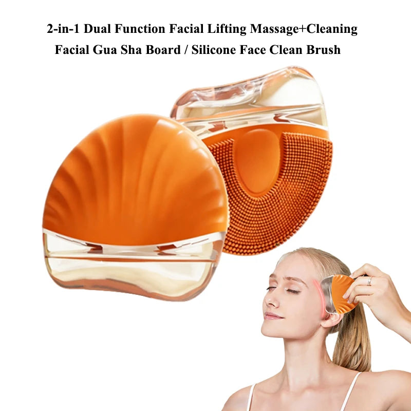 2-in-1 Gua Sha Board & Silicone Facial Cleansing Brush Gua Sha Cleansing Tool QXL