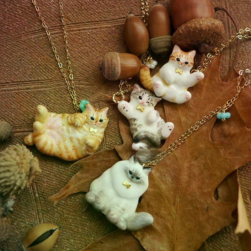 Vintage Cartoon Cat Pendant Necklace | Women's Jewelry Gift Pendant Necklace QXL