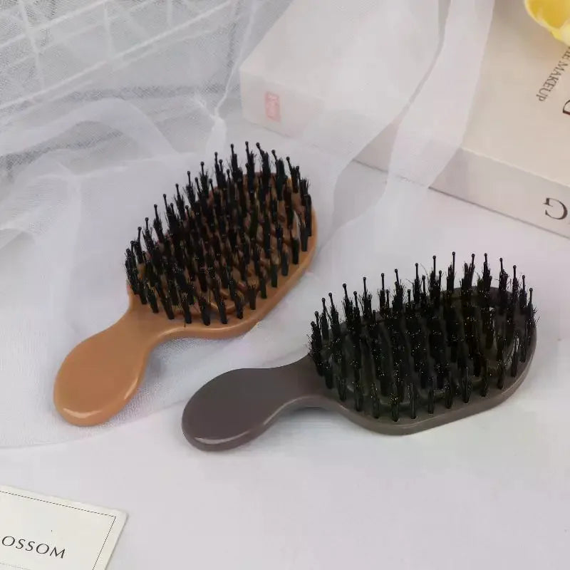 Mini Boar Bristle Detangling Hairbrush & Scalp Massage Comb Boar Bristle Hairbrush QXL