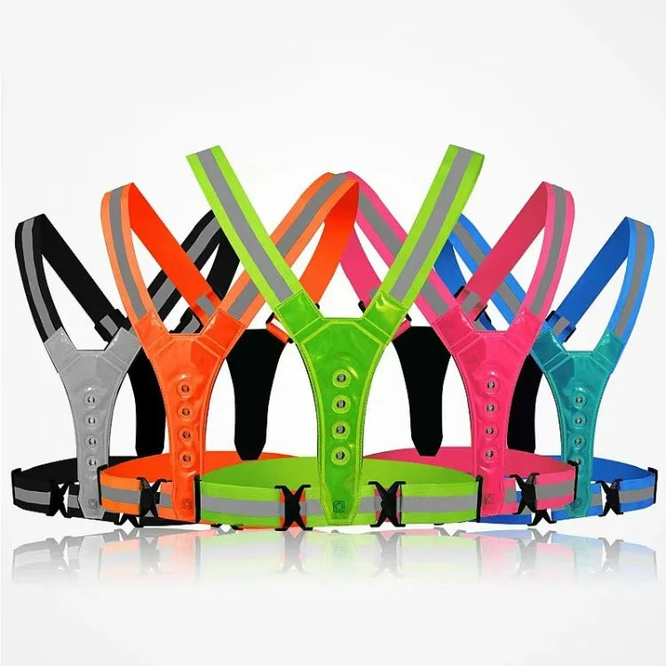 LED Reflective Running Vest | 8-Light Rechargeable High Visibility Reflective Safety Vest QXL