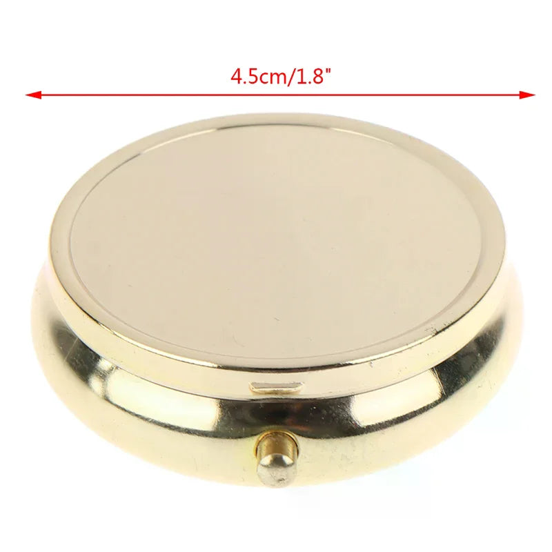 Metal Pill Box Organizer | Compact Round Medicine Case Pill Box Organizer QXL