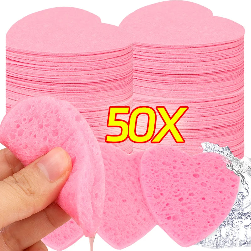 50-Pack Natural Wood Pulp Facial Cleansing Sponge Puffs Facial Cleansing Sponge QXL
