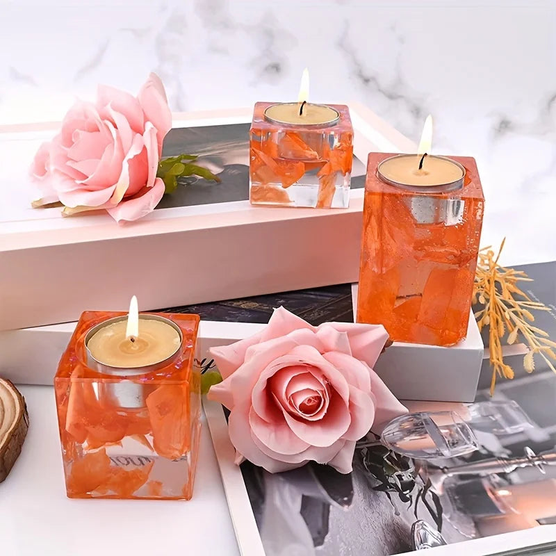 Square Silicone Candle Holder Molds | Geometric DIY Epoxy Casting Silicone Casting Mold QXL