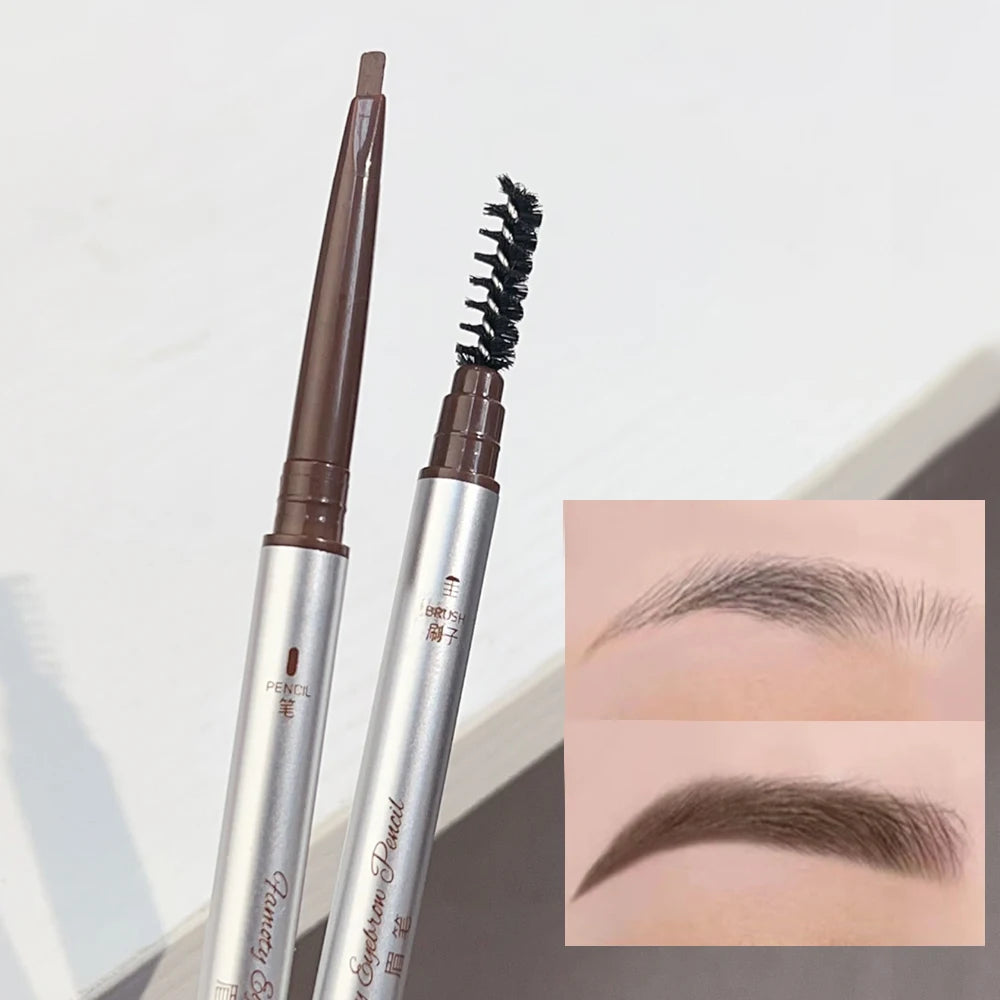 Waterproof Double-Ended Eyebrow Pencil with Spoolie Brush Eyebrow Pencil QXL