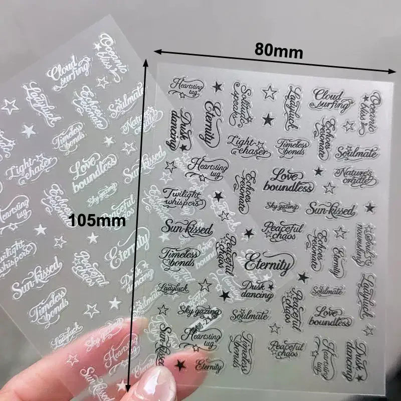 Holographic Y2K Nail Stickers – Angel Wings & Letter Designs Nail Art Stickers QXL