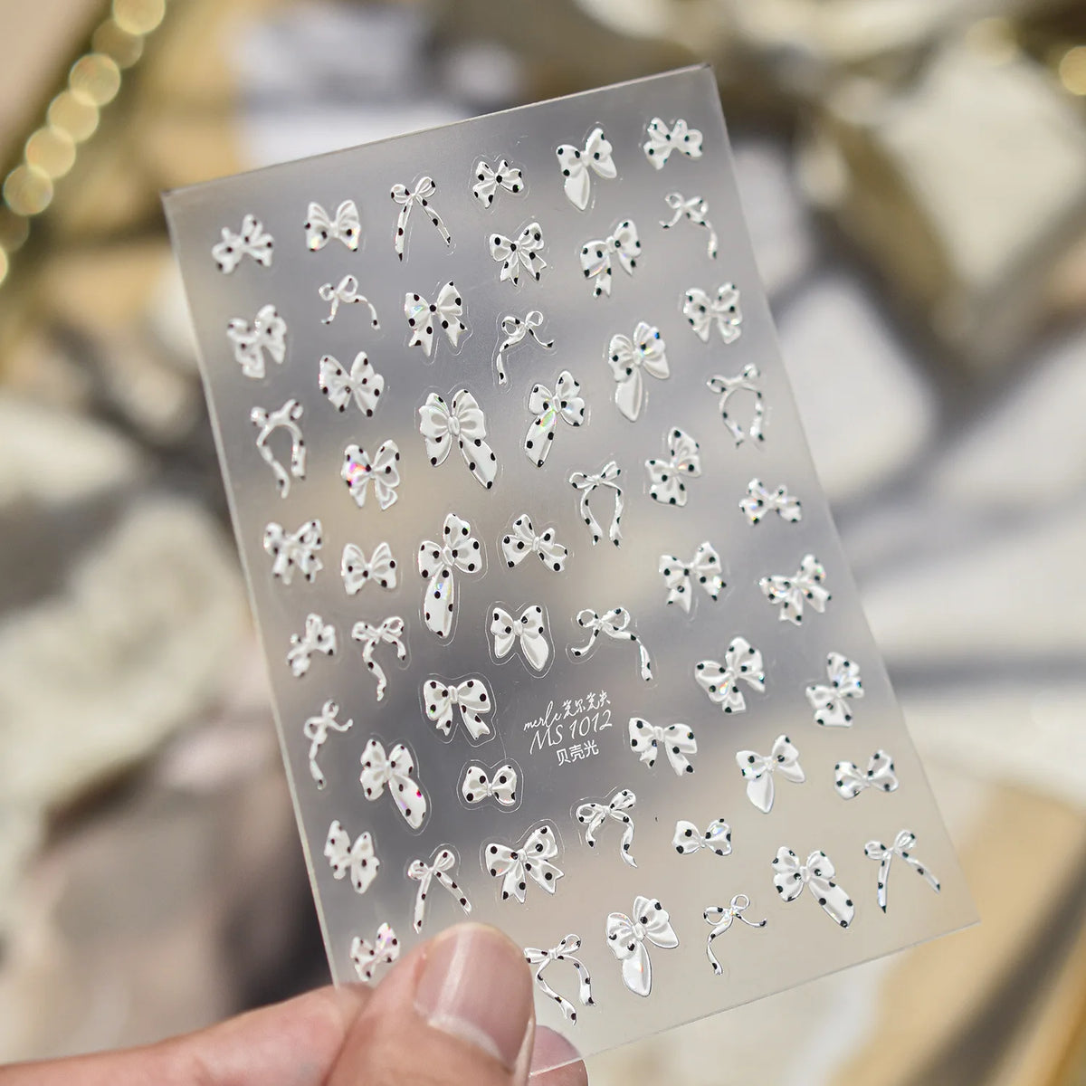 5D Nail Stickers – Moon Star Heart Gem Vintage Bow Decals 5D Nail Stickers QXL MS1012