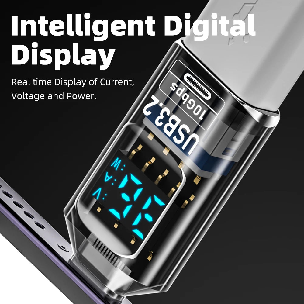 USB-A to USB-C Adapter 10Gbps 60W Fast Charge LED Display USB Adapter QXL