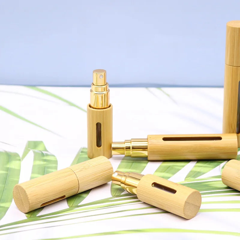 5ml & 10ml Bamboo Wood Refillable Spray Atomizer Bottle Refillable Atomizer Bottle QXL