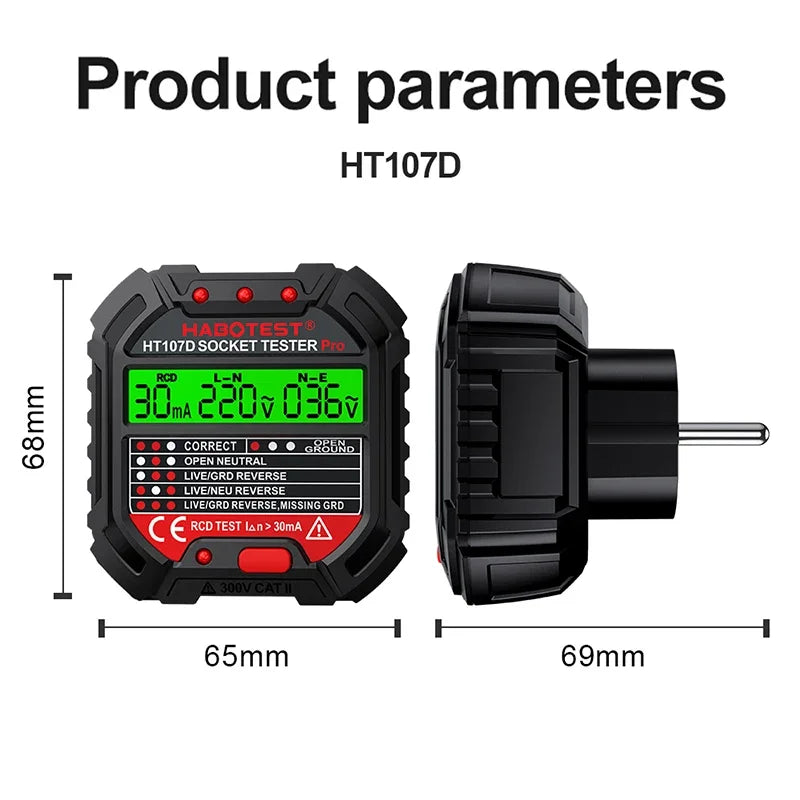 Socket Tester & Outlet Voltage Detector EU US UK | LCD Outlet Socket Tester QXL