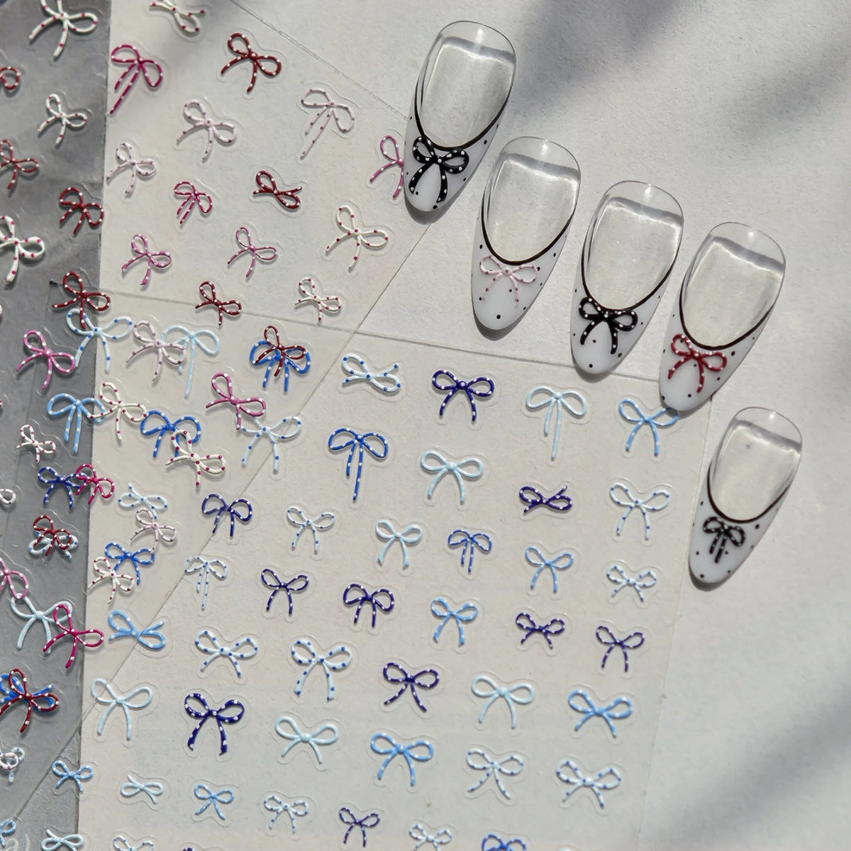5D Embossed Bow Nail Stickers | French Ribbon DIY Nail Decals Nail Art Stickers QXL
