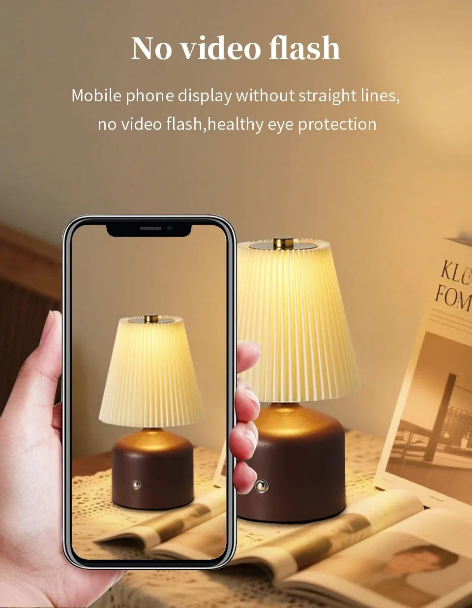Rechargeable LED Fabric Table Lamp | Touch Dimmable Night Light LED Table Lamp QXL