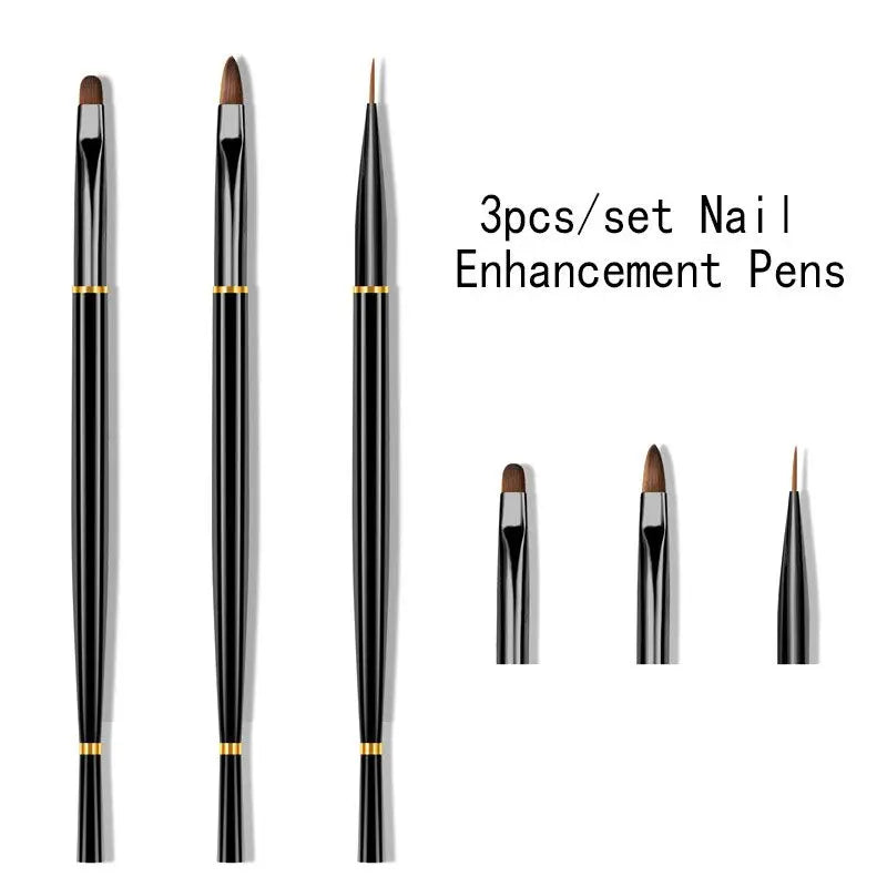3-Piece Nail Art Liner Brush Set | Liner, Carving & Gel Pens Nail Art Brush Set QXL Default Title