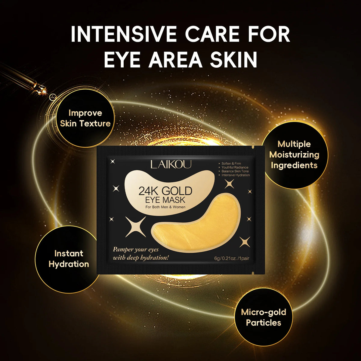 LAIKOU Sakura, Milk & 24K Gold Under Eye Patches | Firming Under Eye Patches QXL