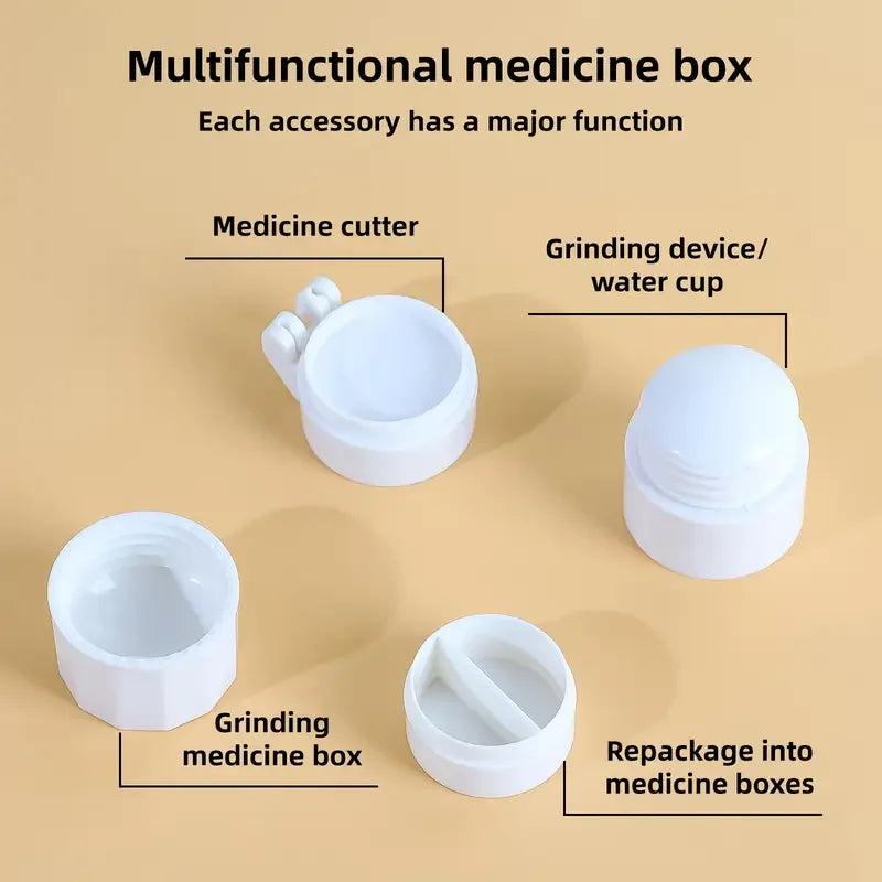 4-in-1 Pill Cutter & Grinder Set with Storage Box | Travel Pill Cutter & Grinder QXL