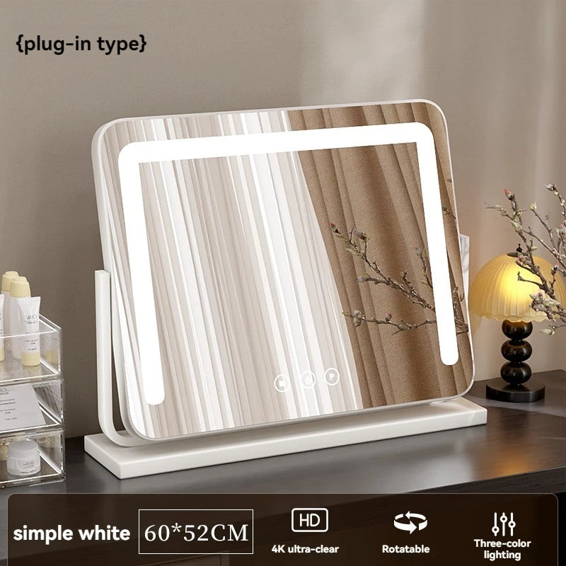 Large LED Tabletop Vanity Mirror | Rotating Smart Makeup Mirror LED Vanity Mirror QXL White 6052
